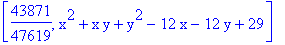 [43871/47619, x^2+x*y+y^2-12*x-12*y+29]